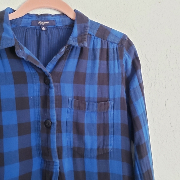 Madewell Latitude Blue and Black Buffalo Check Tunic Shirt Dress - Picture 6 of 10